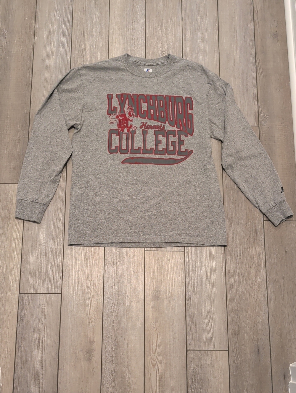 Russell Athletic Gray Long-Sleeve Tee with Lynchburg College Graphic
